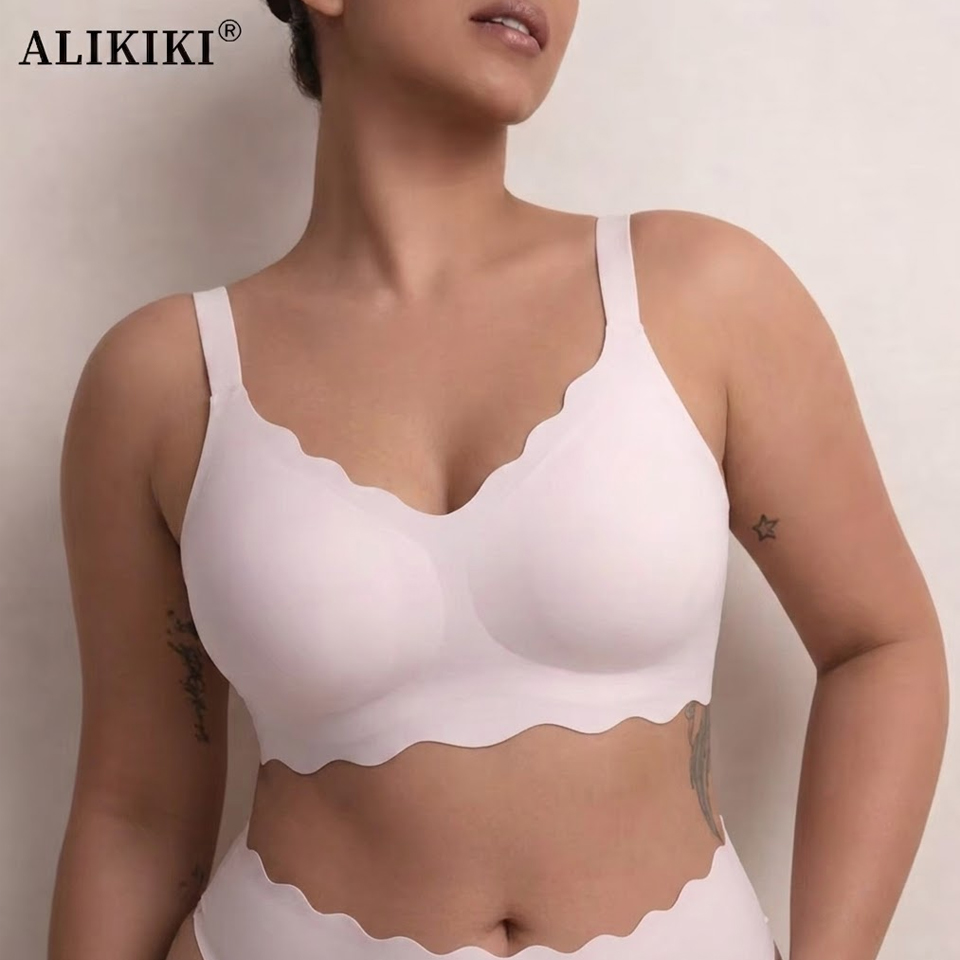 Bralette Wireless Soft - Seamless Wireless Supportive Bra Push Up