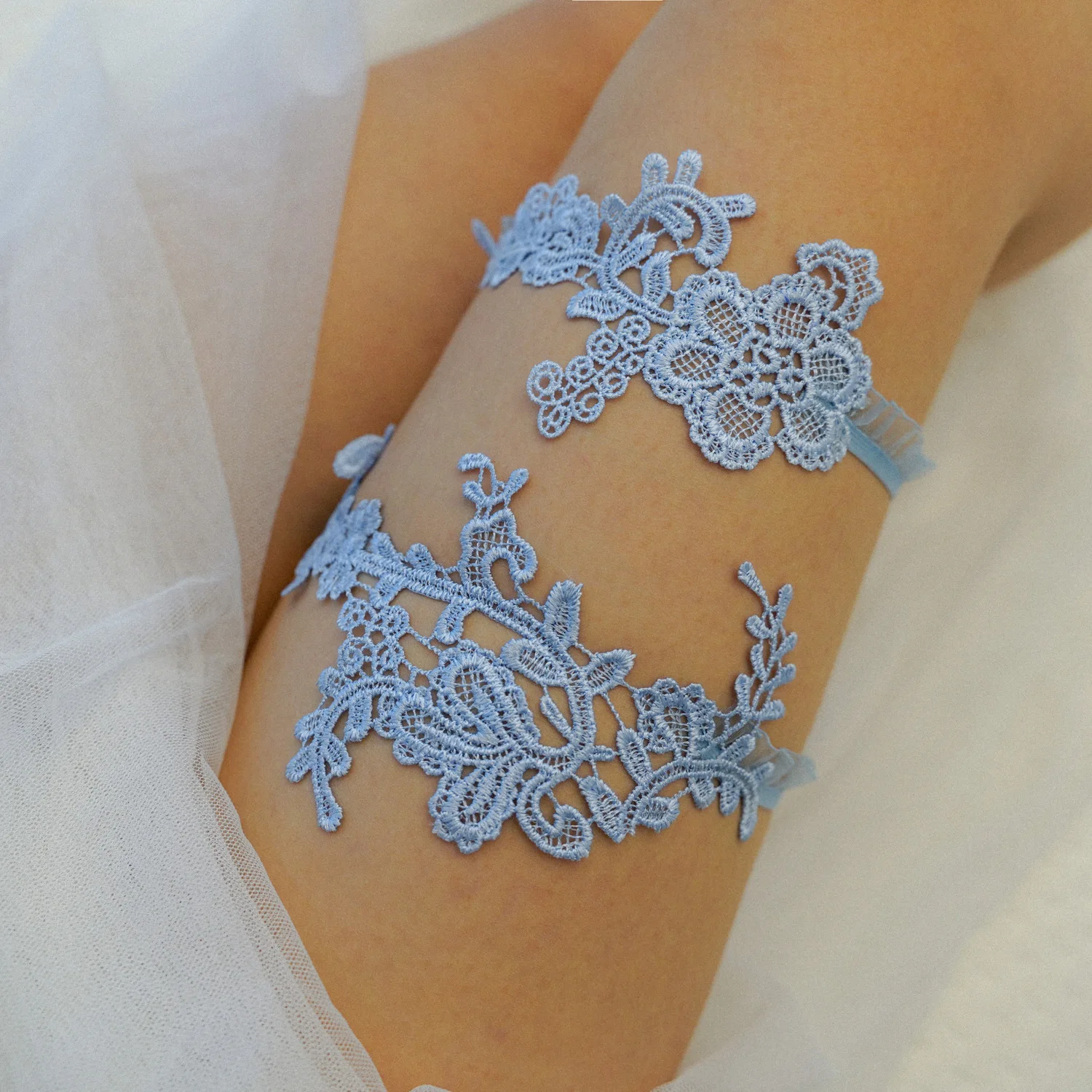 Sky Blue Wedding Garters Set L - đánh giá và giá Garter Belt Set