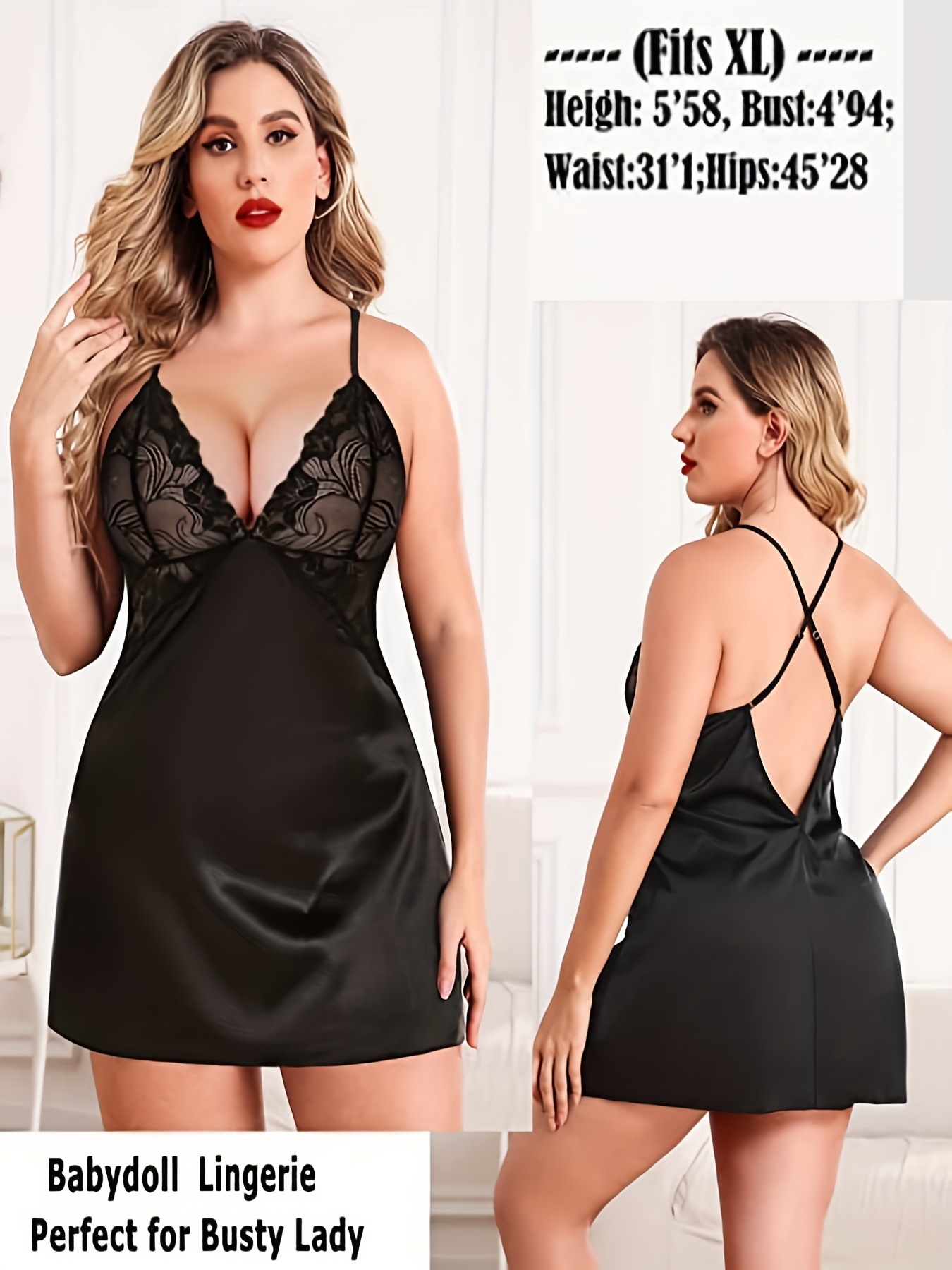 Women Luxury Glossy Satin Nigh - đánh giá và giá Babydoll Chemise Night